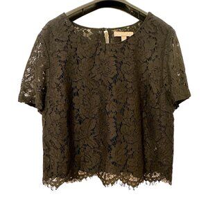 Banana Republic - Black Lace Cropped Top, Size 10